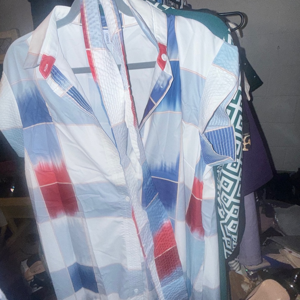 Plaid Blue and Red Midi Dress - Picture 6 of 6